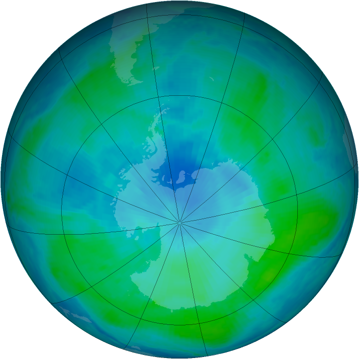 Antarctic ozone map for 09 February 2000